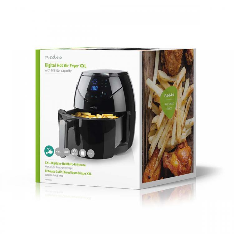 Nedis Friggitrice Ad Aria Calda Digitale Senza Olio 6.5 Lt Forno Con Timer 1800W
