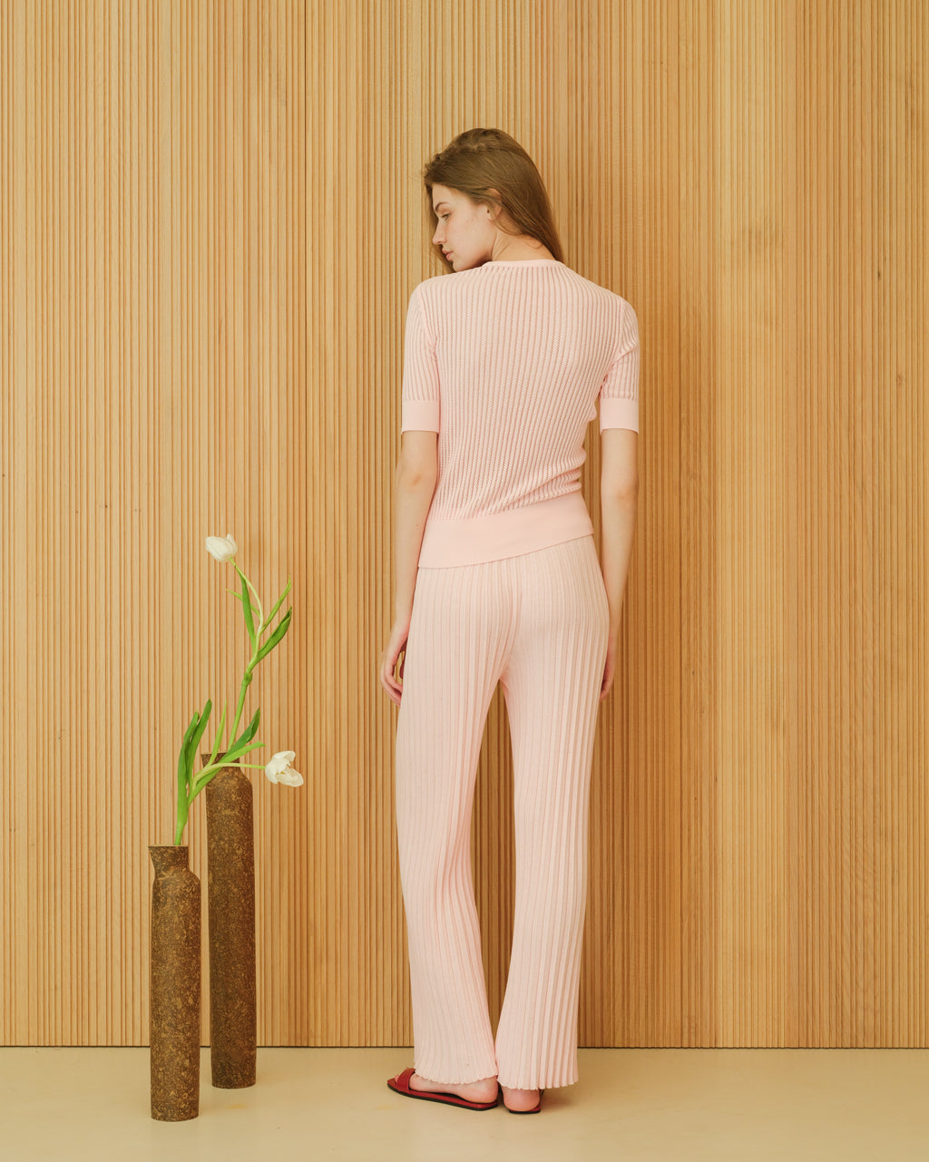 Fine Cotton T-shirt with Micro Pointelle