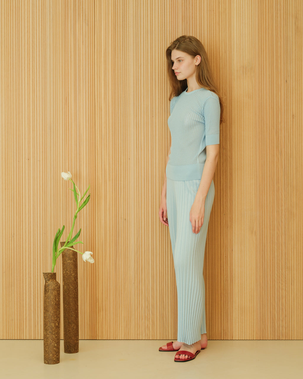 Fine Cotton Plissé Pants (3D-Knit)