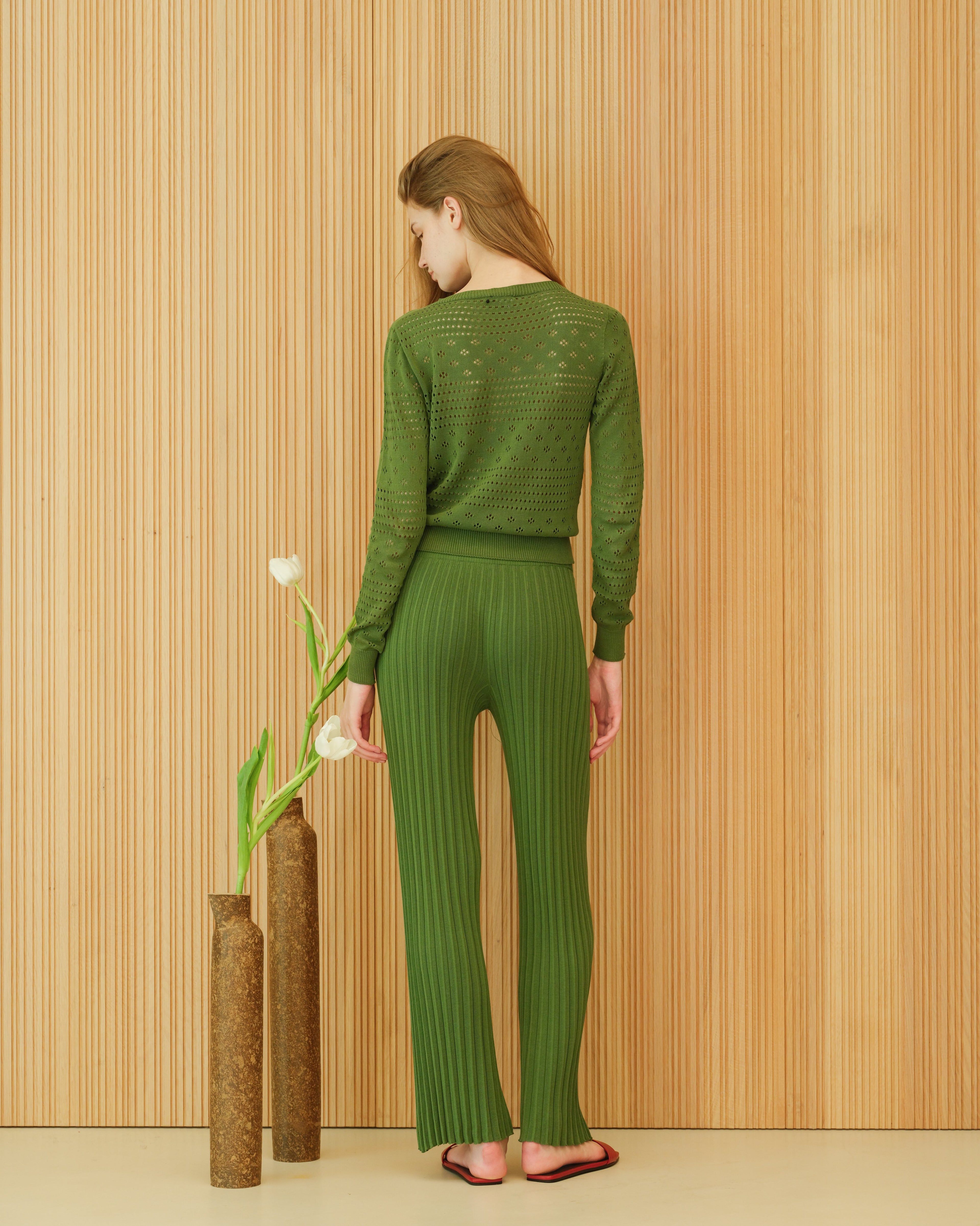 Fine Cotton Pointelle Sweater (3D-Knit)