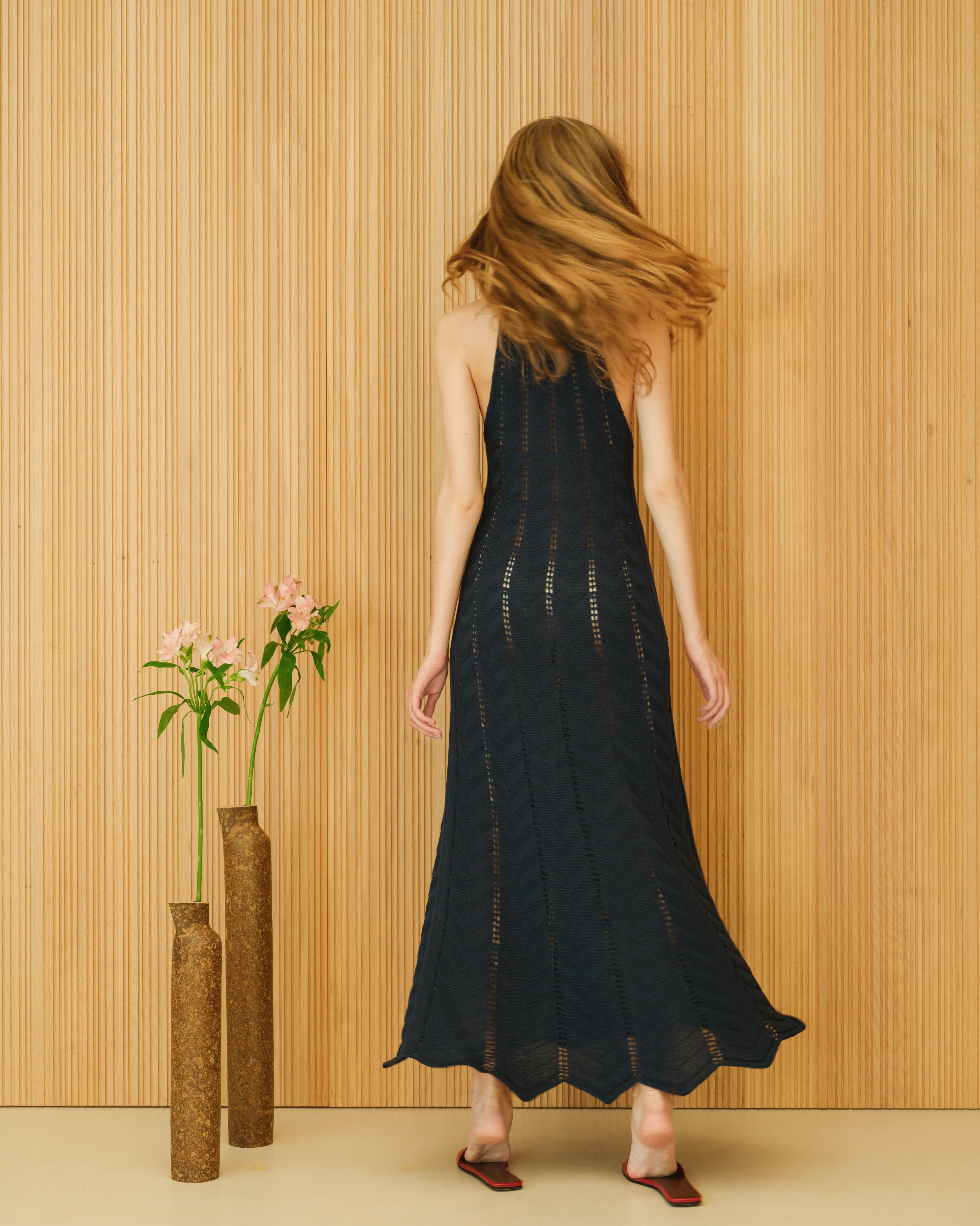 Fine Cotton Dress with Zig Zag Crochet