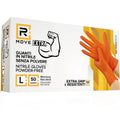 Rmove 50Pz 8.5Gr Da Lavoro Guanti Nitrile Arancione Senza Polvere Full Grip (L)
