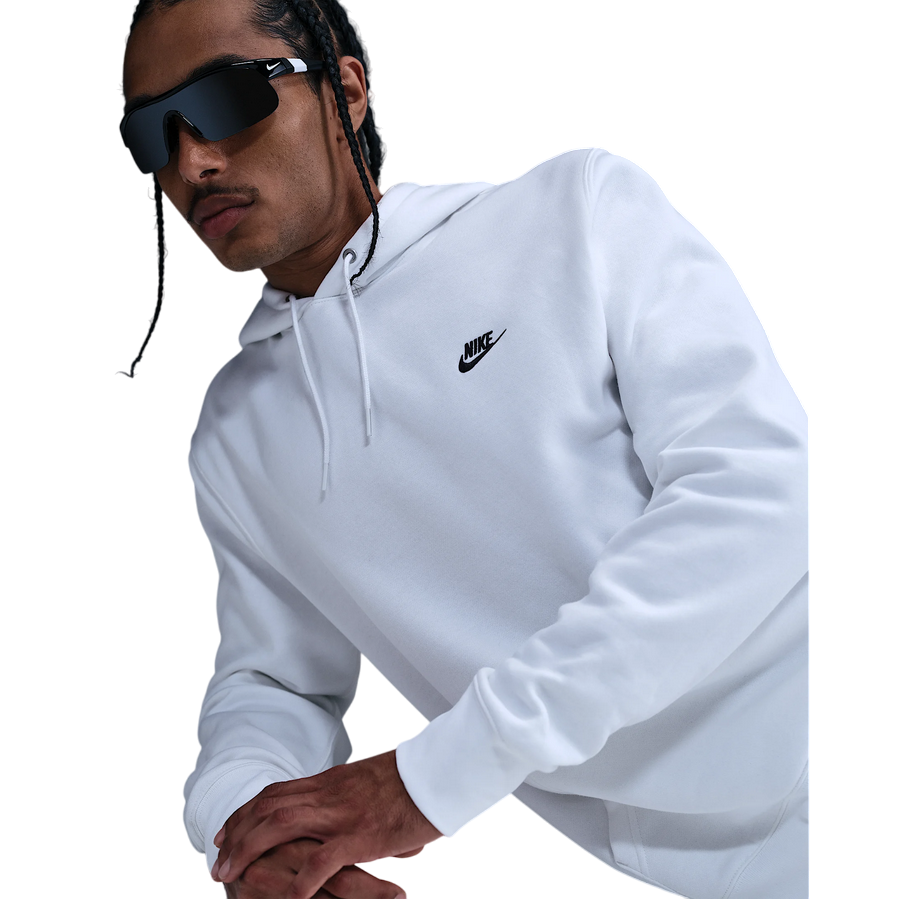 Nike Felpa Club Fleece con Cappuccio Uomo FN3859-100 Bianco