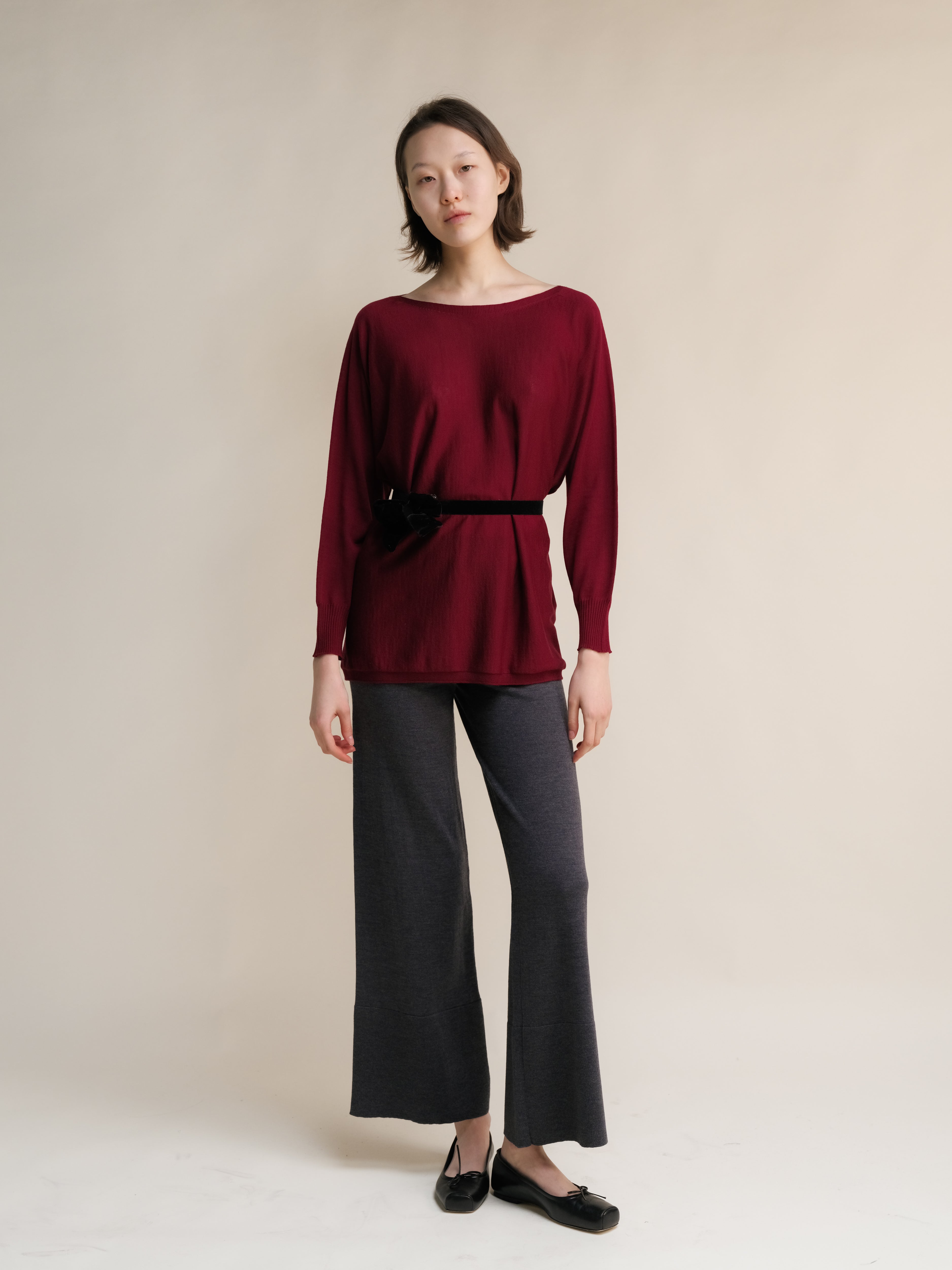 Extra Fine Merino Wool Boat Neck Oversized Sweater (3D-Knit)