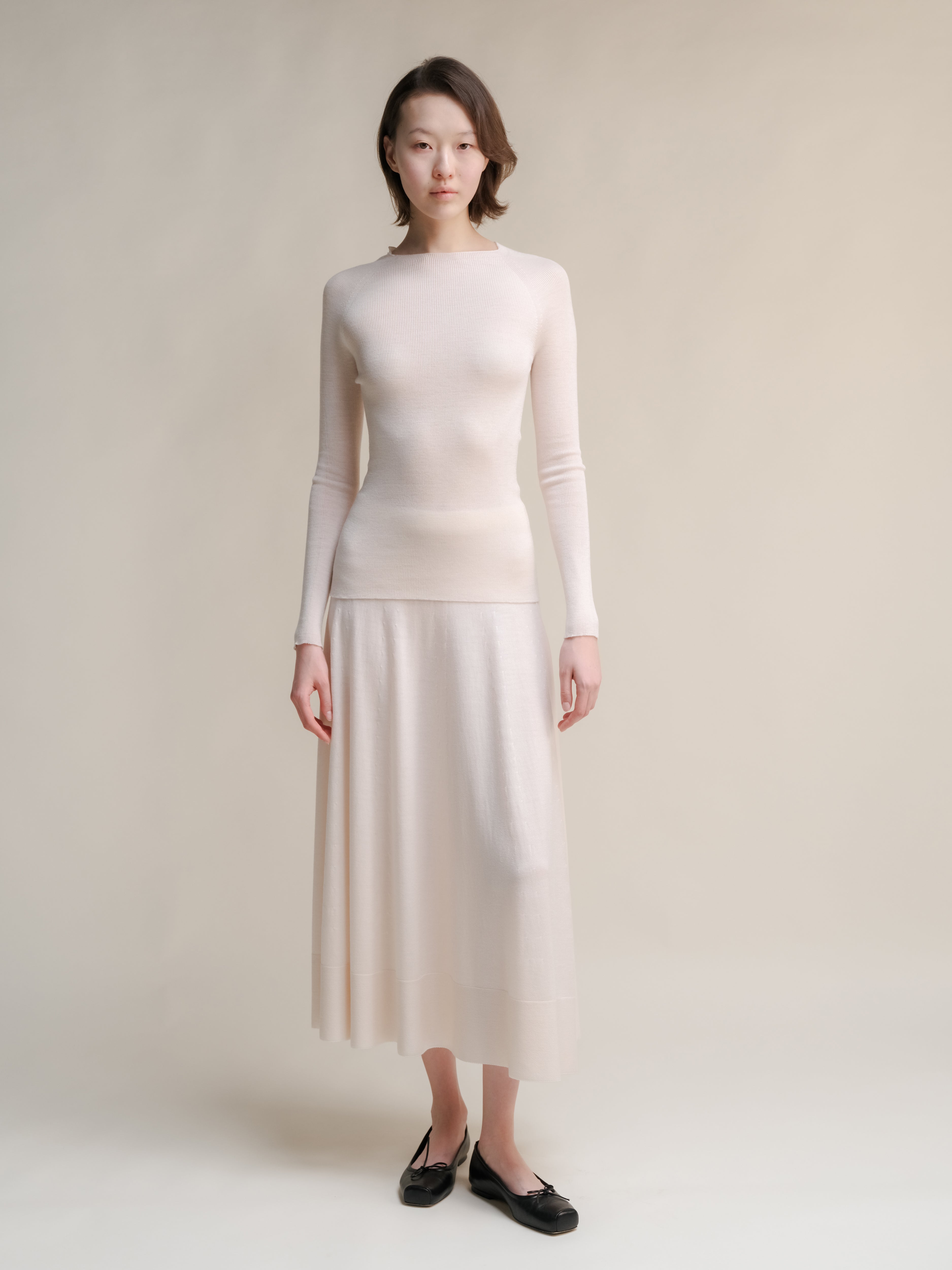 Extra Fine Merino Wool Ribbed 3D-Knit Crewneck Sweater