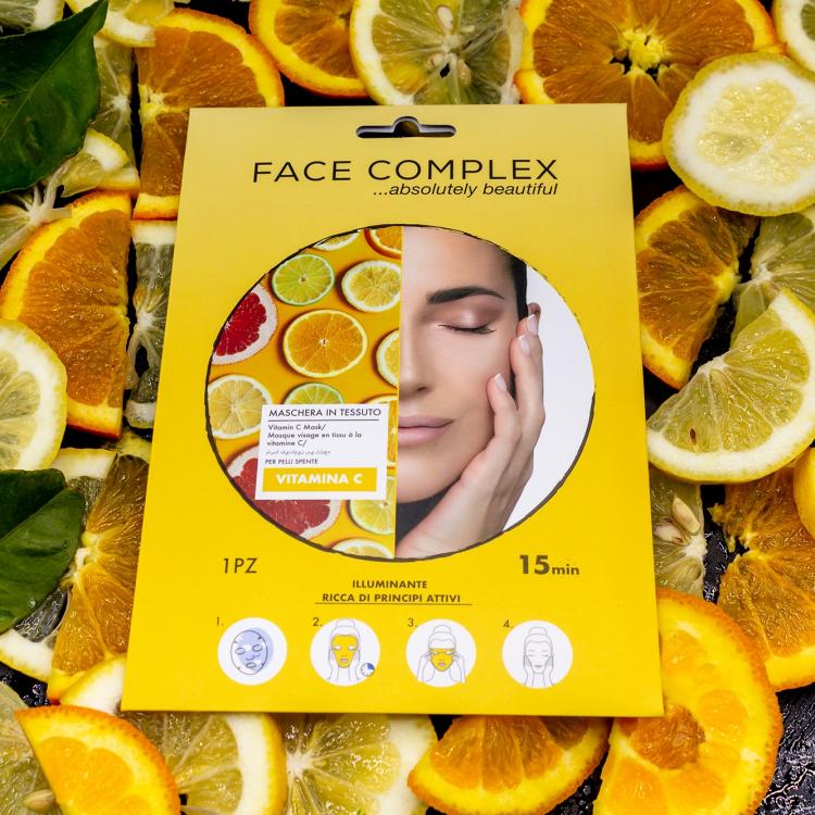 Face Complex 8Pz Maschera In Tessuto Viso Acido Ialuronico Collagene Limone Bava