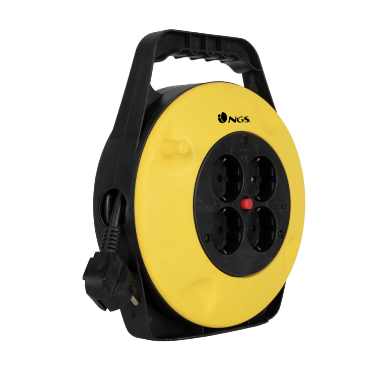 Ngs Avvolgicavo Prolunga 10M Con Protezione 4 Schuko/10A Bipolare 3500W 10 Metri