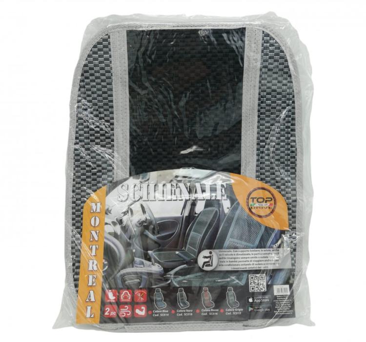 Set Schienali Universali Auto Supporto Lombare Coprisedili Traspiranti Grigio