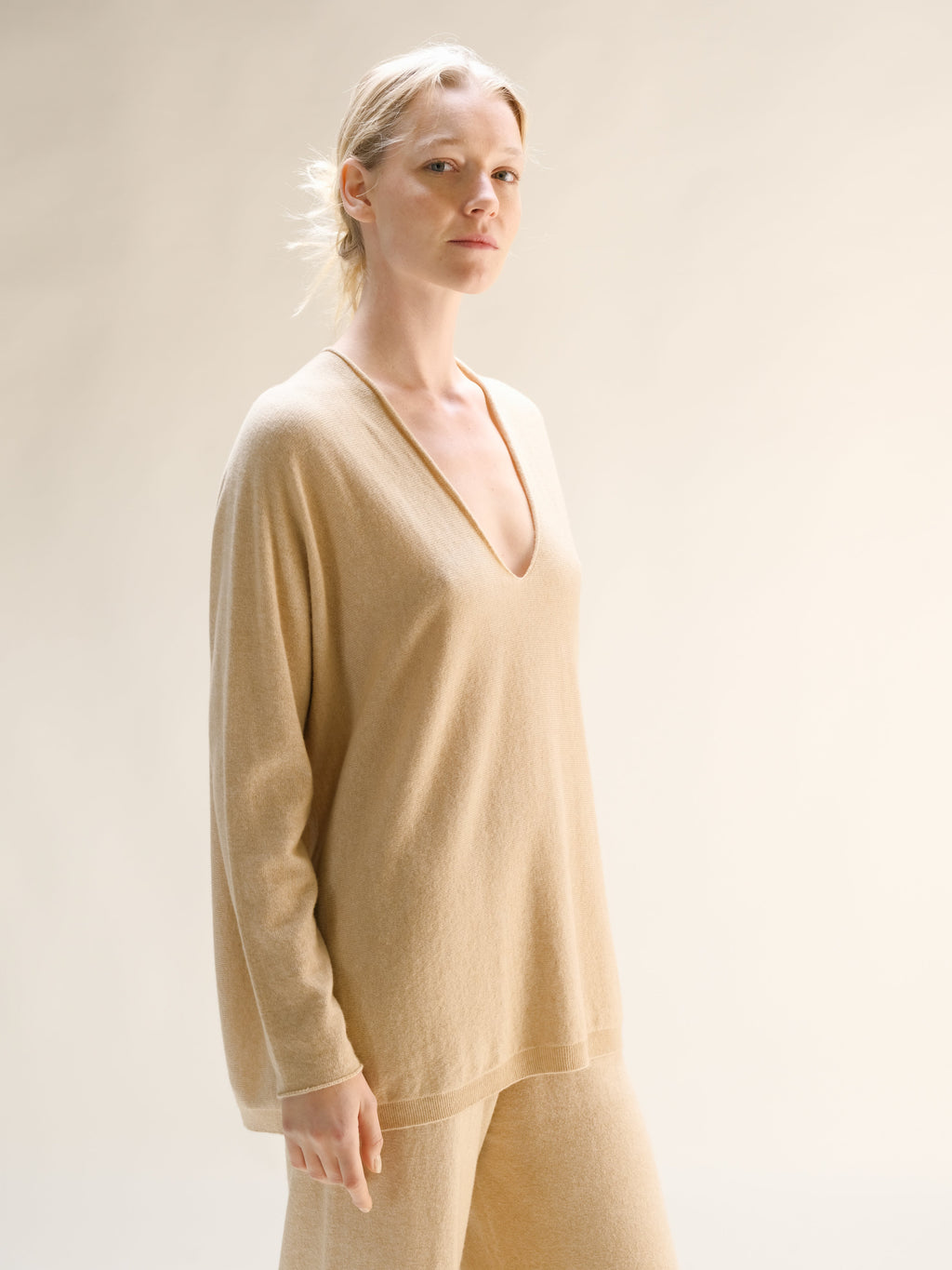 Cashmere Mix Maxi V Neck (3D-Knit)