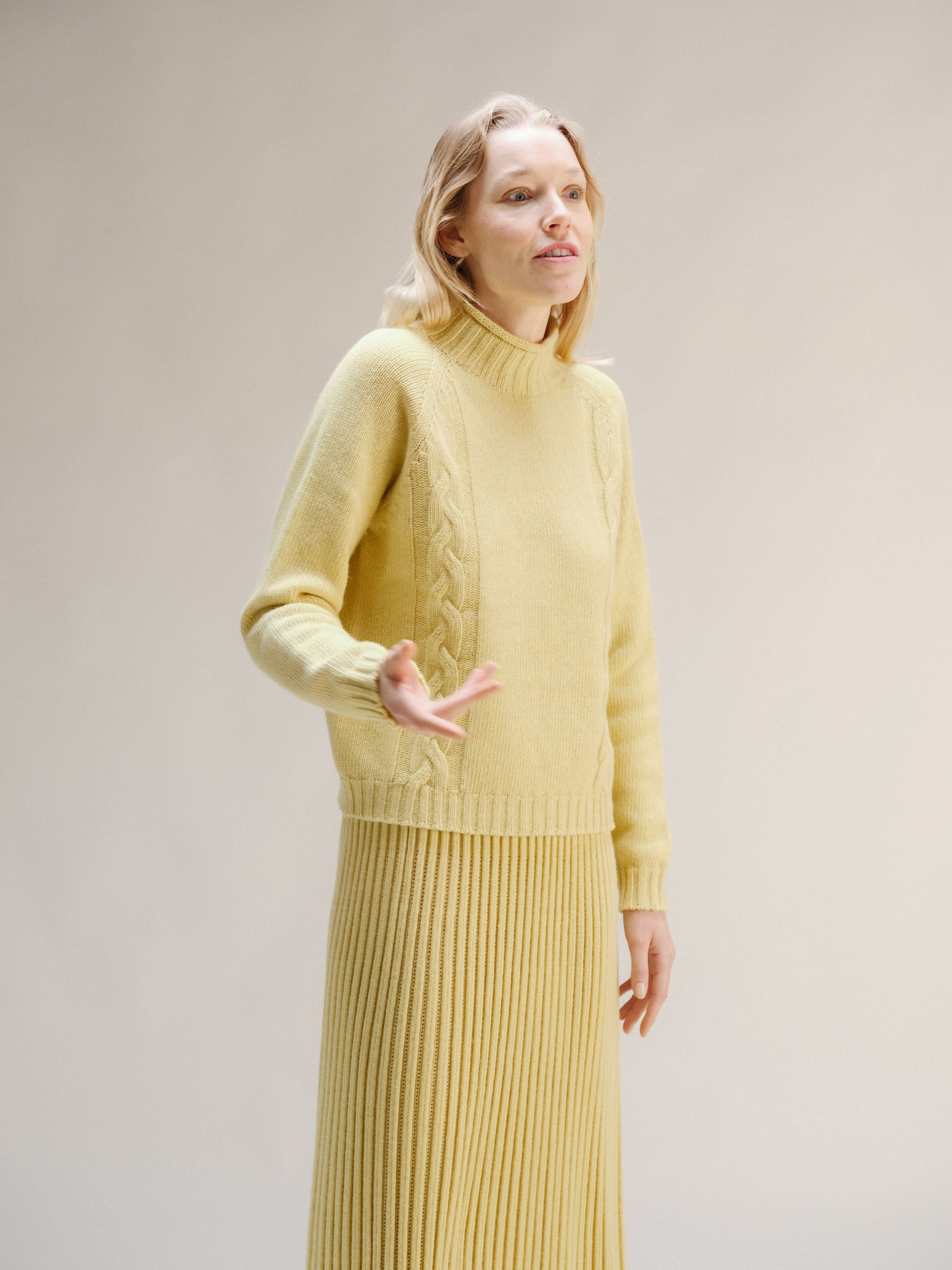 Cashmere Mix Cable "Ricciolo" Sweater (3D-Knit)