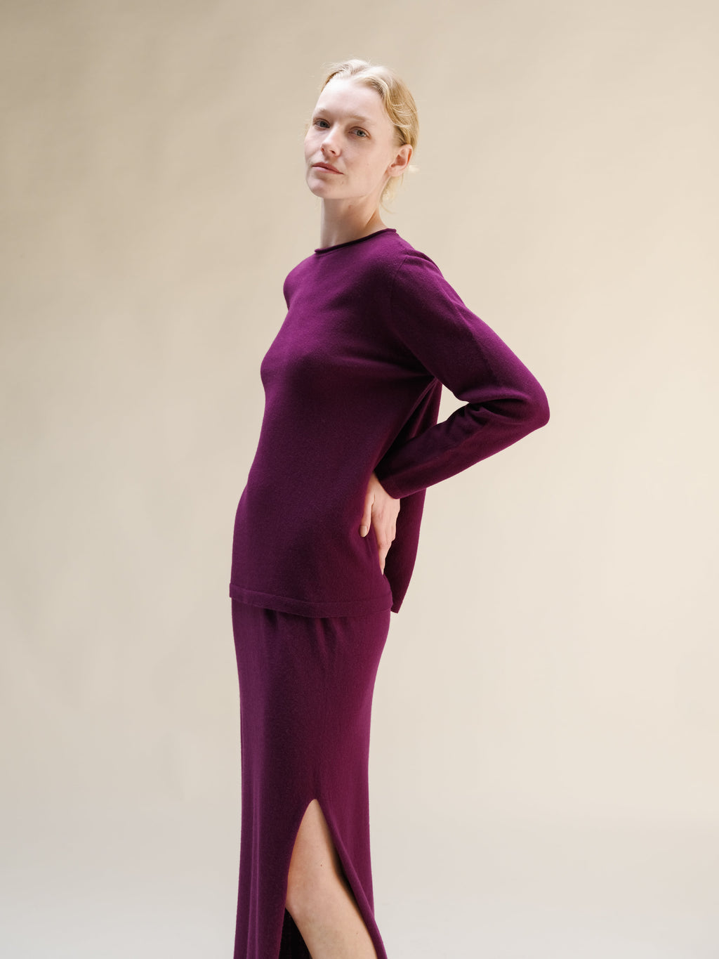 Cashmere Mix Crewneck with Curl Detail(3D-Knit)