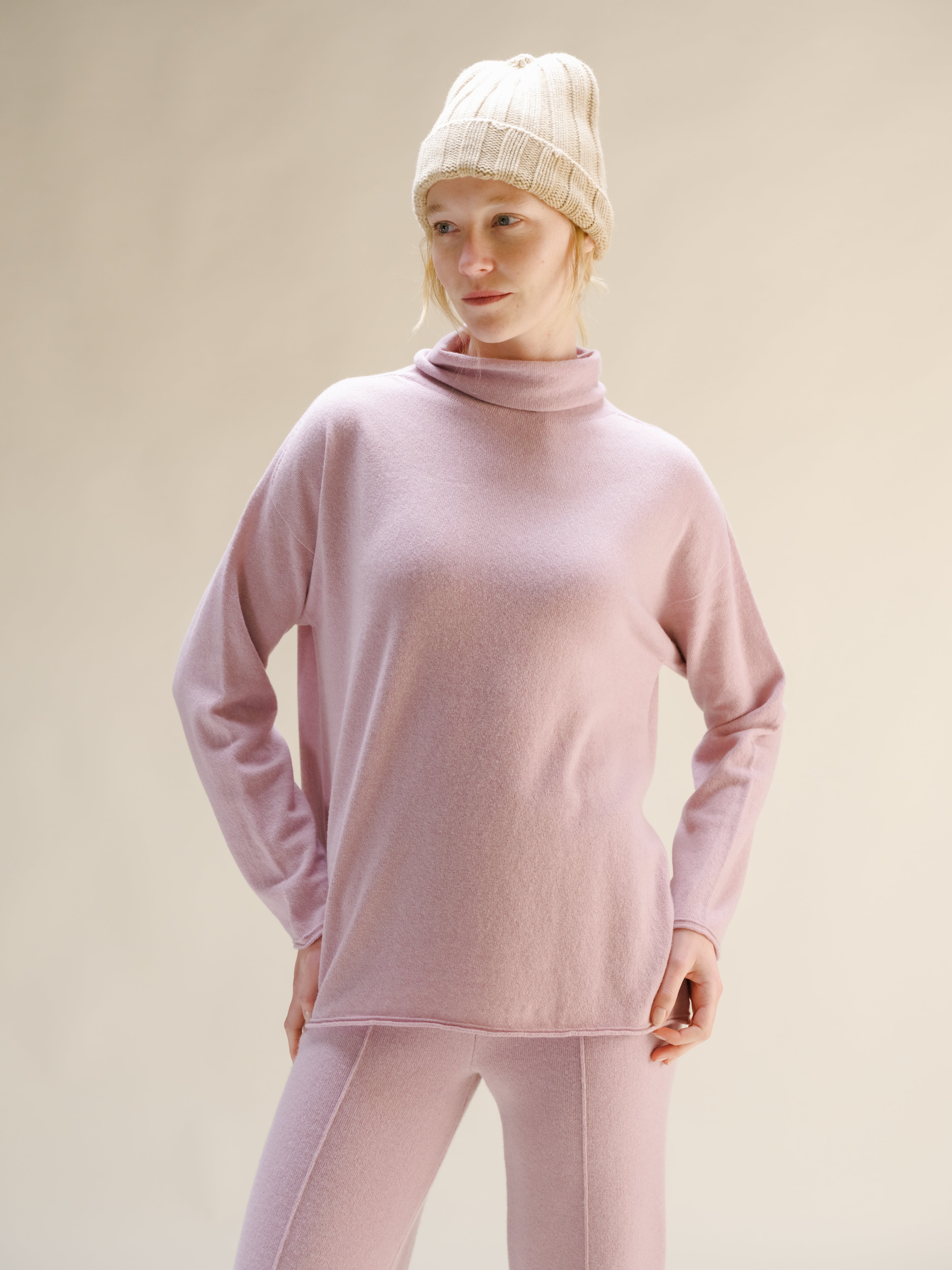 Cashmere Mix Ribbed Beanie