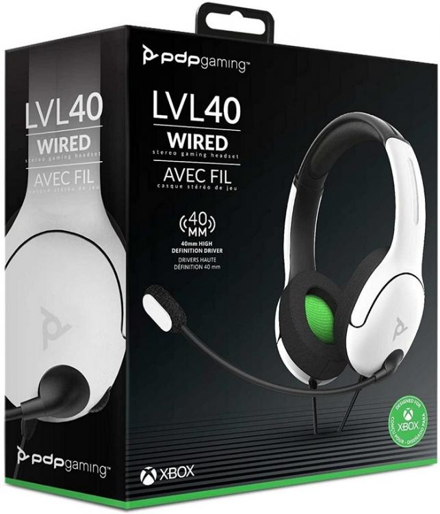 CUFFIE PDP STEREO UFFICIALE CONTROLLER XBOX SERIE X/ONE WIRED LVL40 BIANCO