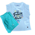 Champion Completo ragazza T-shirt smanicata e pantaloncino 404397 WW001 WHT white