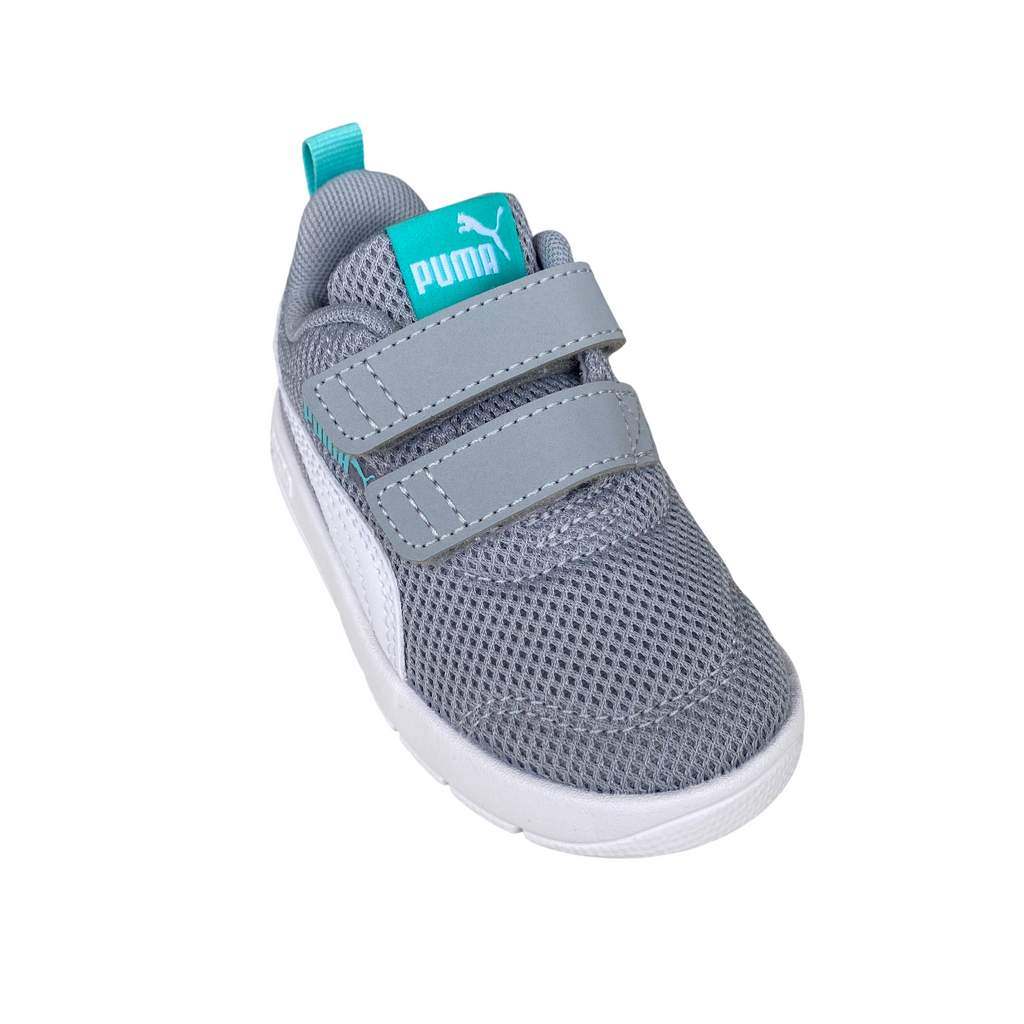 Puma scarpa da ginnastica con strappo da bambino Courtflex V3 Mesh 398086-06 grigio-bianco