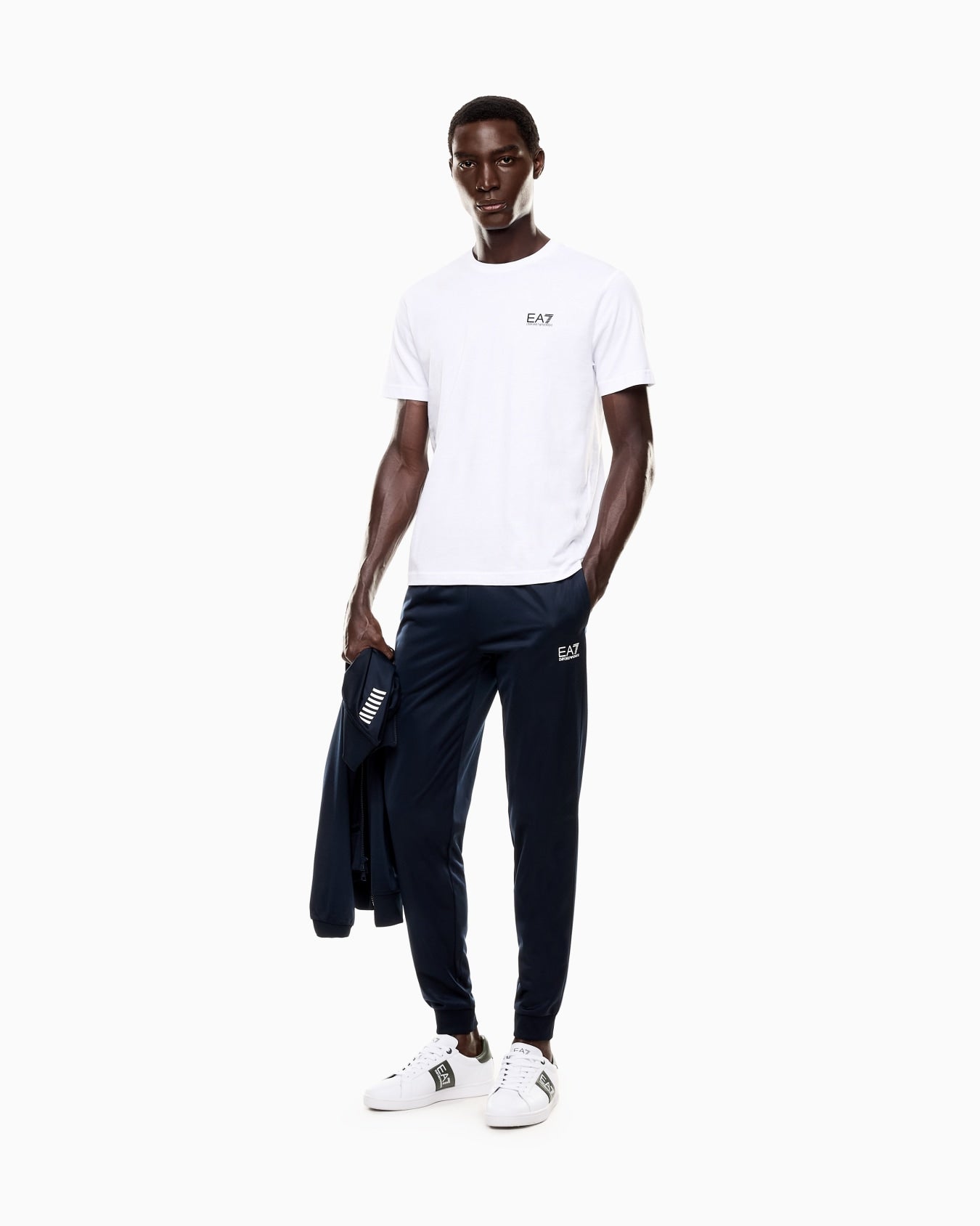 EA7 Empori Armani T-shirt da uomo Core Identity in cotone Pima 8NPT25 PJVPZ 1100 bianco