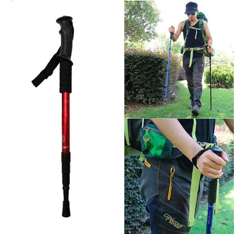 COPPIA 2pz BASTONI DA TREKKING TELESCOPICO REGOLABILE ESCURSIONI PASSEGGIO ROSSO