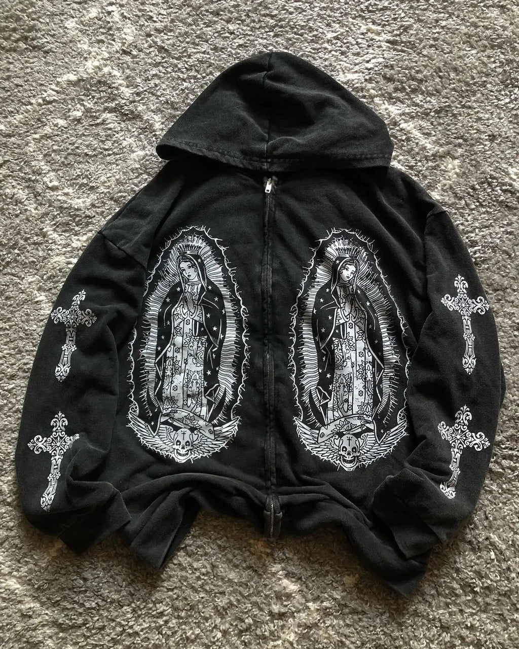 Retro hip hop Y2K street distressed color ripped design casual loose couple set trendy punk high street gothic fashion coat
