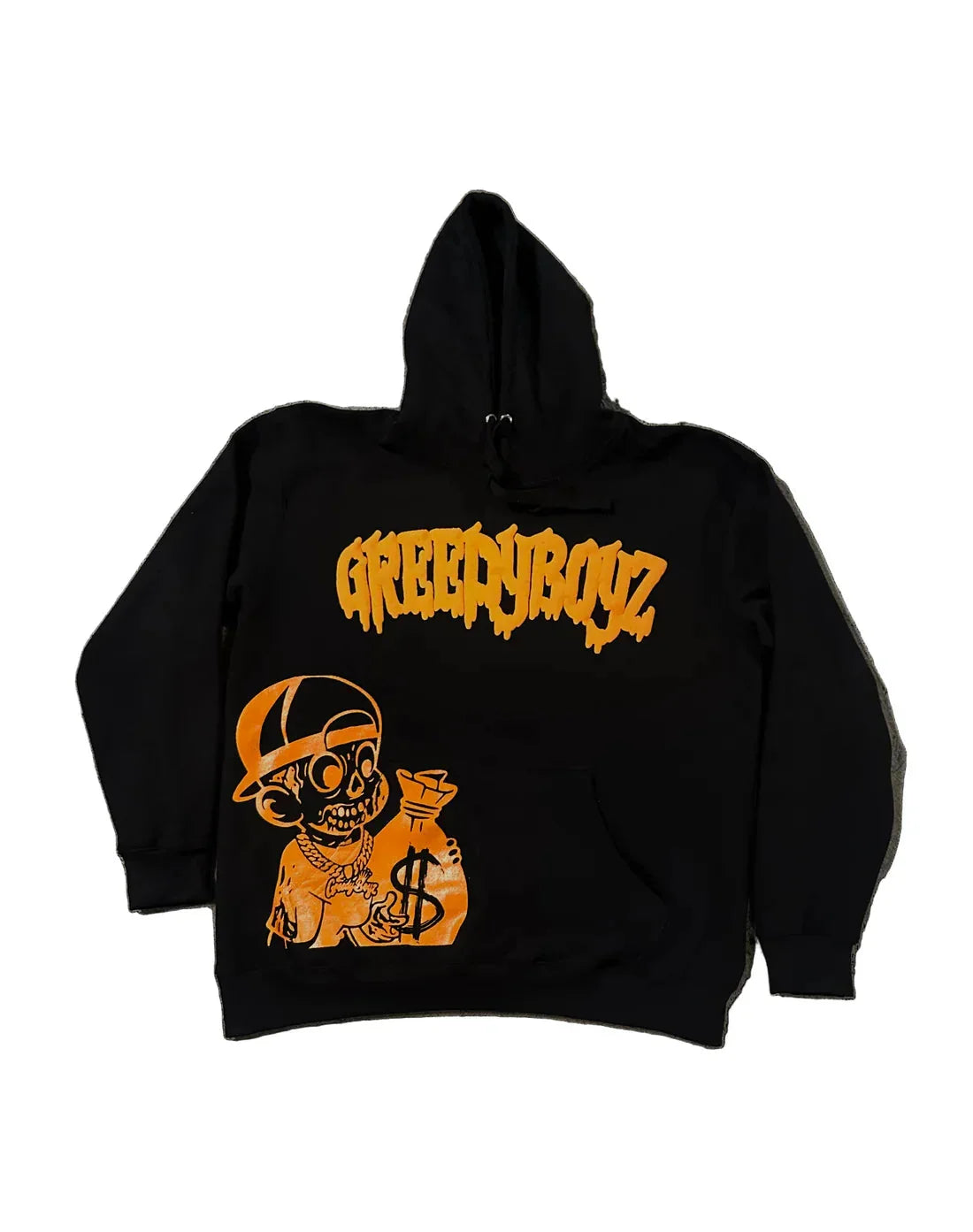 Street Hip Hop Style Money Skull Print Men Hoodie Set Black Bold Print Oversized Fashionable Versatile Hoodie Streetwear Fashion
