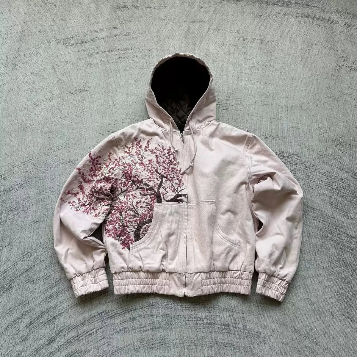 Casual suit retro low waist hip hop cherry blossom embroidered jeans wide leg pants y2k clothing mens embroidered loose jeans