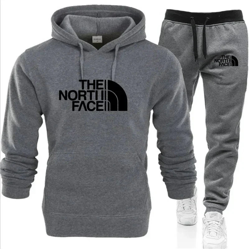 2025 Men's Autumn/Winter Fashion Printed Casual Two Piece Hooded Sports Shirt and Pocket Pants Regular Fit Outdoor Sports Set