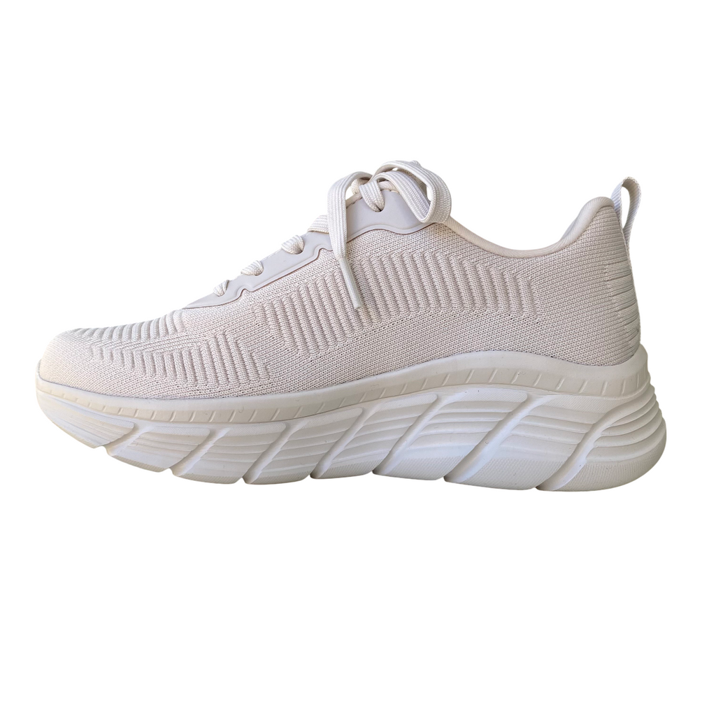 Skechers BOBS Sport B Flex Hi 117385/OFWT - Sneakers Donna con Memory Foam Bianco Sporco