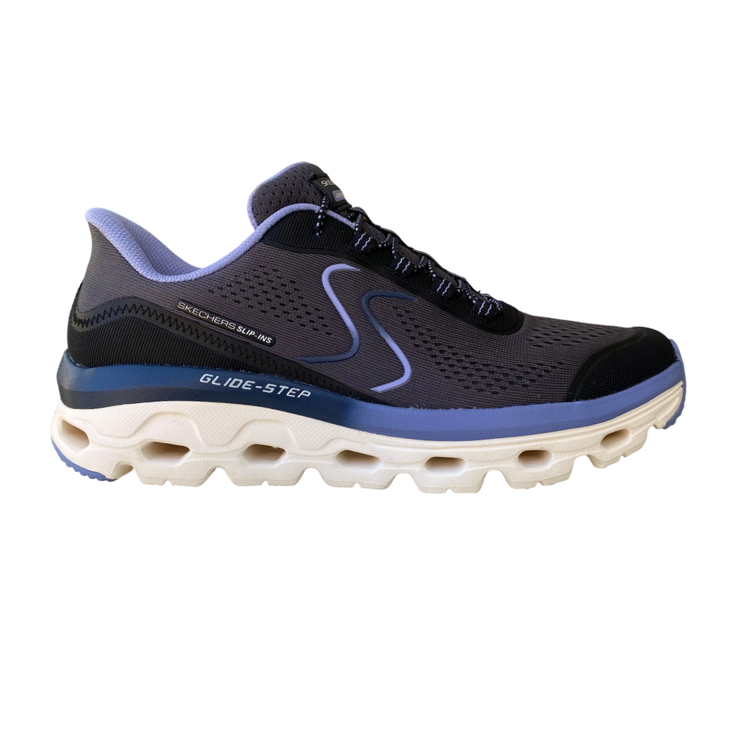 Skechers scarpa sneakers da donna Slip-Ins Glide-Step Sole 180272/BKBL nero-blu