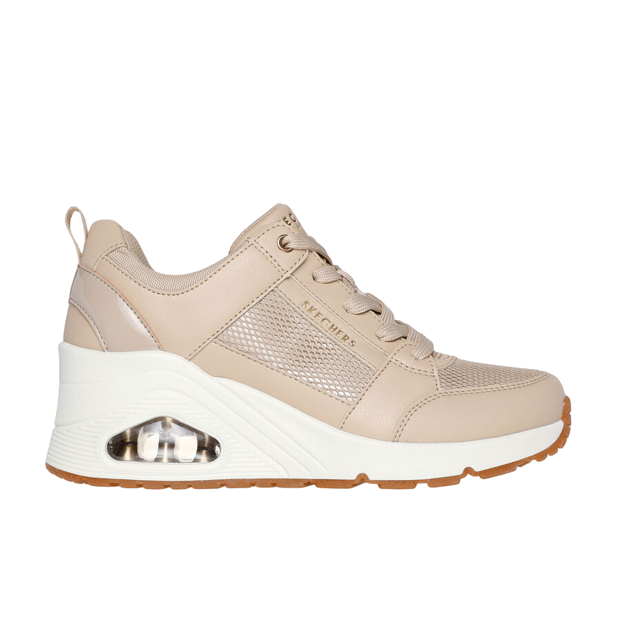 Skechers Uno Wedge Everything Nice 177526/NAT Sneakers Donna Zeppa Platform Naturale