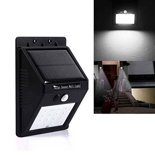 2x Faro Lampada Solare Da Esterno Giardino Faretto Fotovoltaico Sensore 20 LED