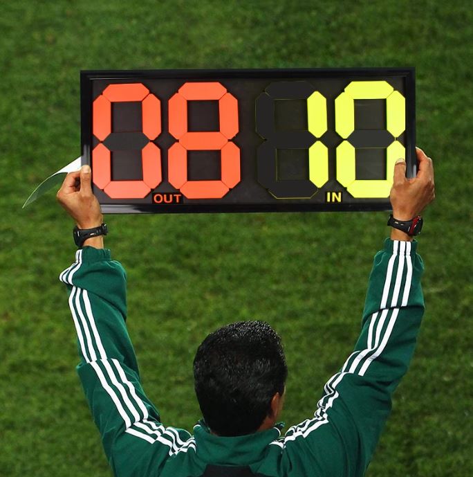 Tabellone Calcio Sport Sostituzioni Cambi Tabella Arbitro A 4 Cifre Fronte/Retro