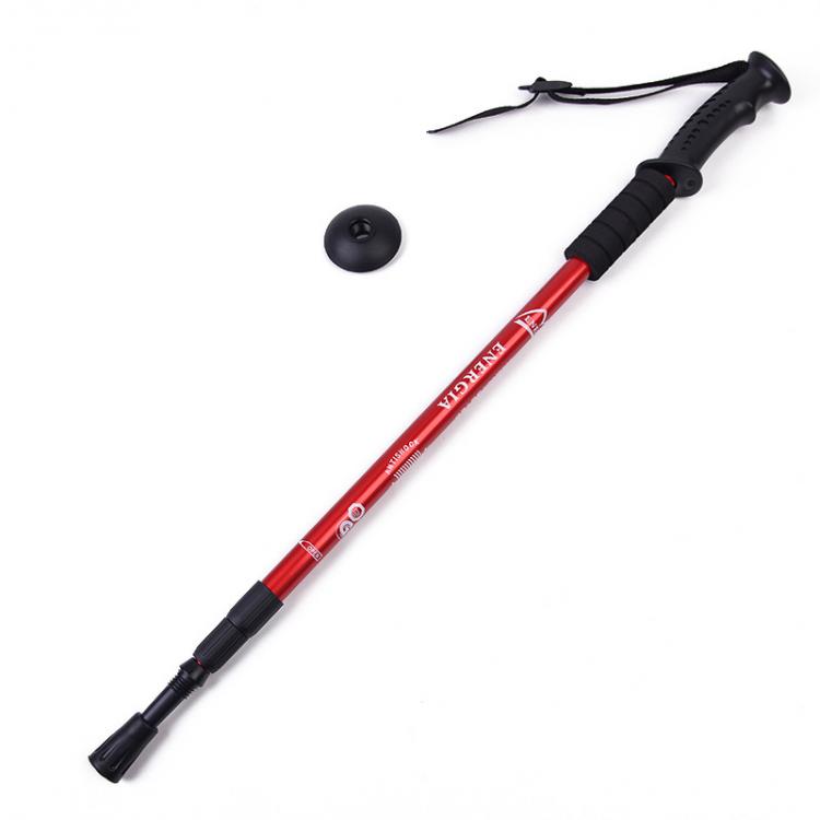 COPPIA 2pz BASTONI DA TREKKING TELESCOPICO REGOLABILE ESCURSIONI PASSEGGIO ROSSO