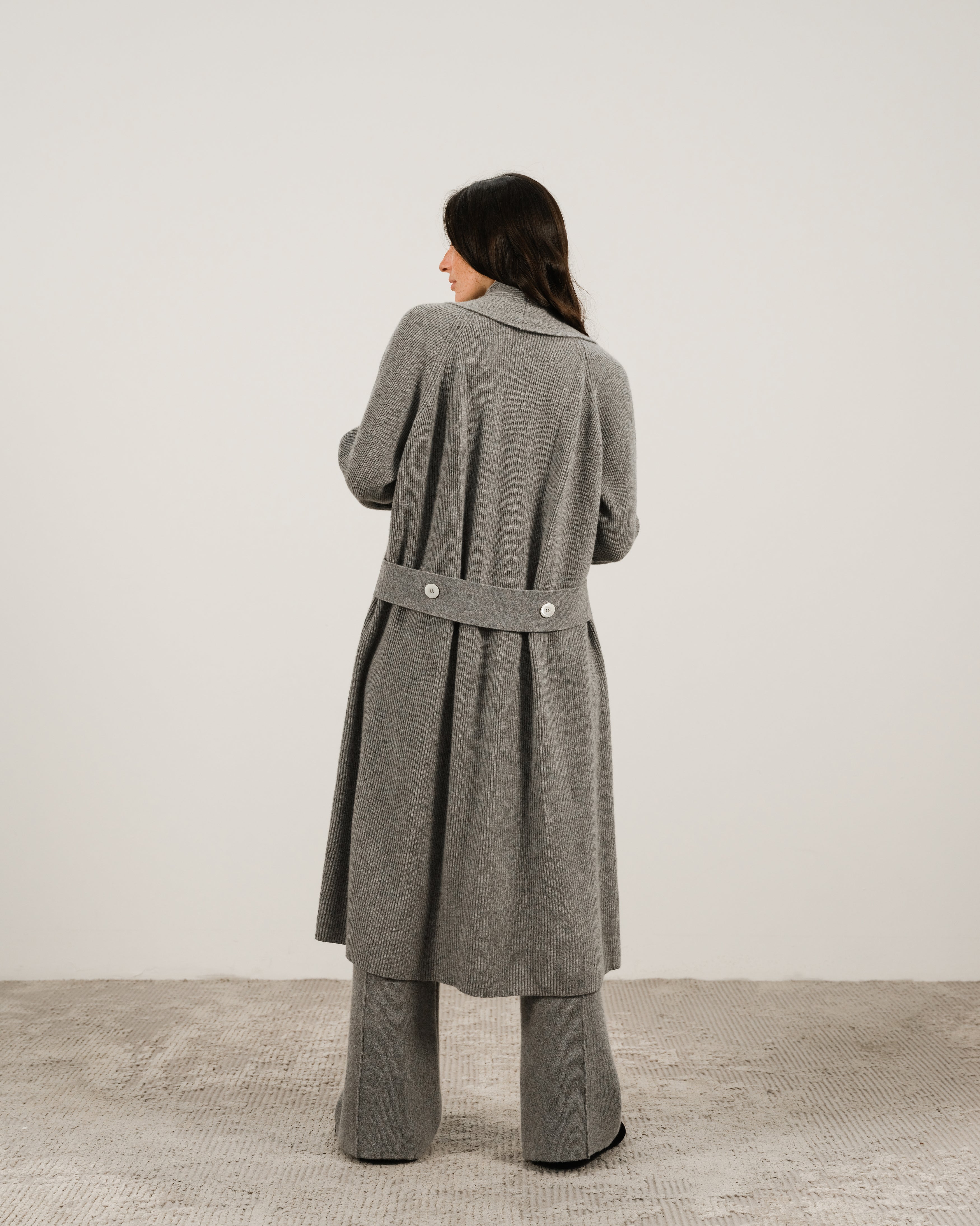 Cashmere Mix Shawl-Collar Maxi Ribbed Cardigan