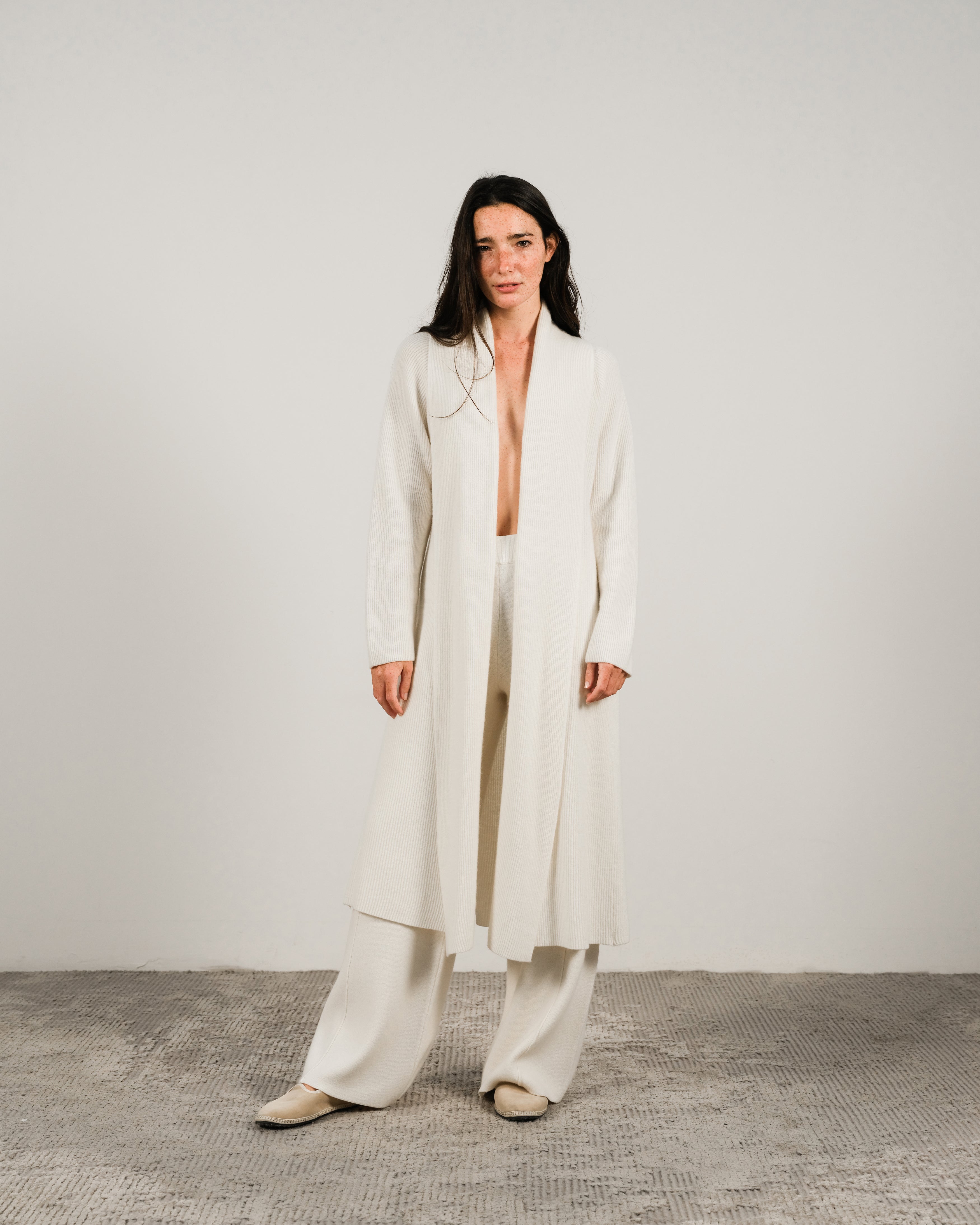 Cashmere Mix Shawl-Collar Maxi Ribbed Cardigan