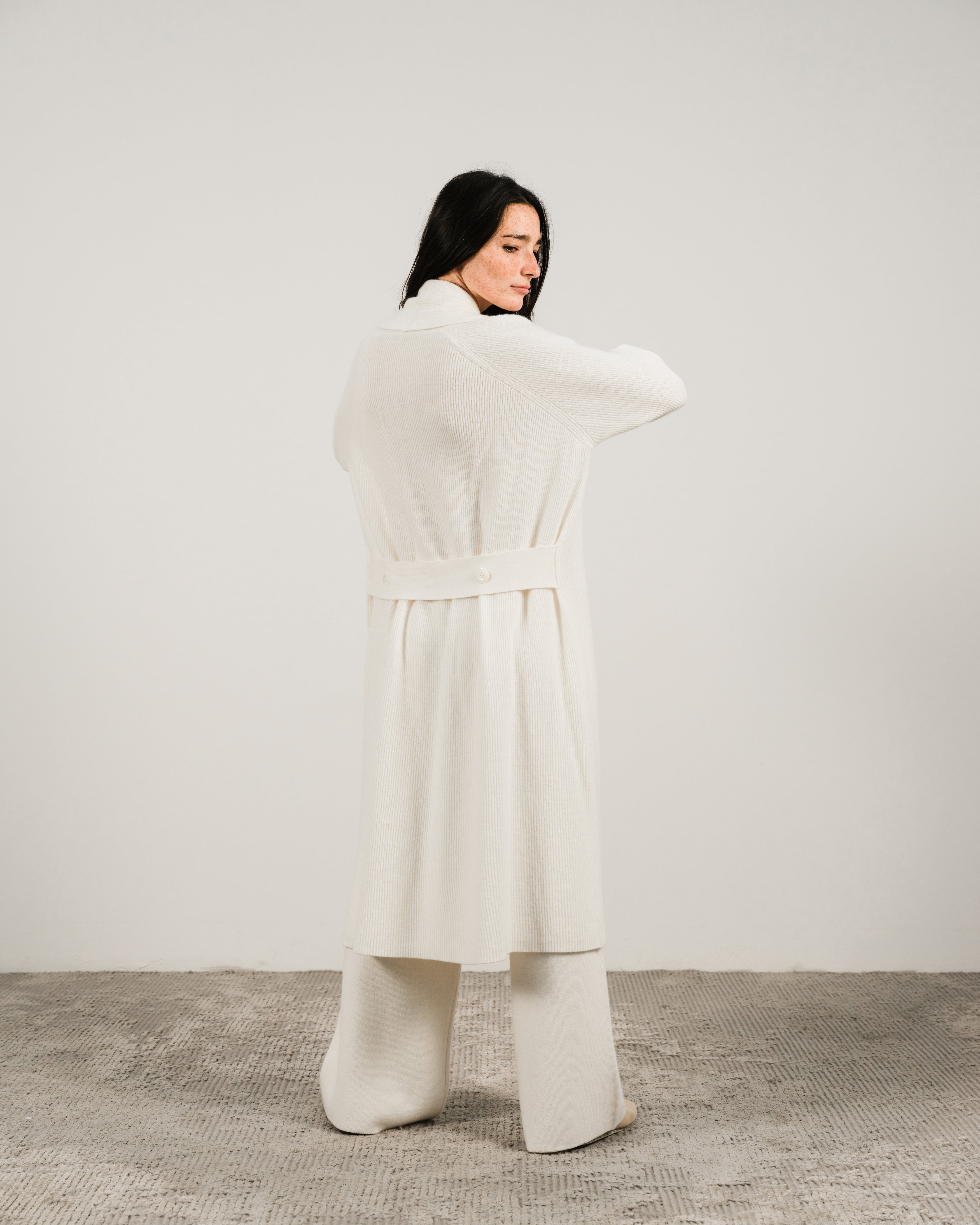 Cashmere Mix Shawl-Collar Maxi Ribbed Cardigan