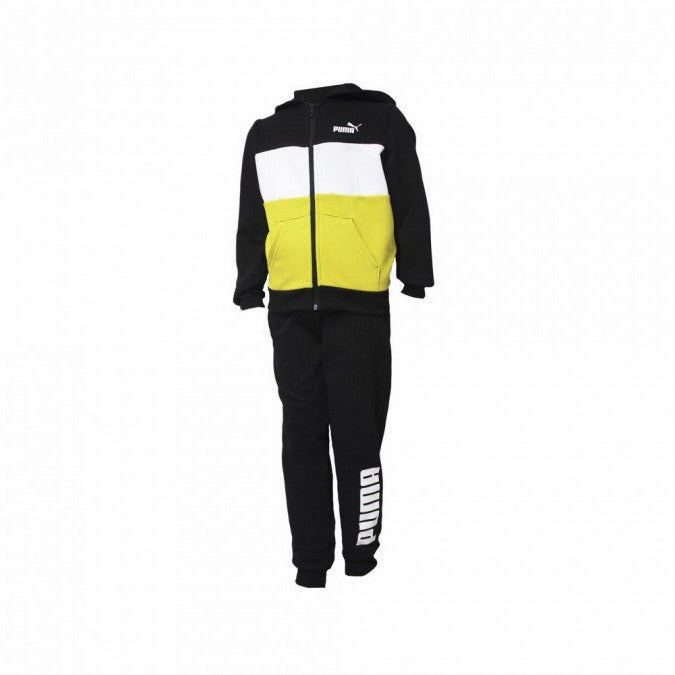 Puma Tuta sportiva da ragazzo Colorblock 847604 01 nero giallo limone