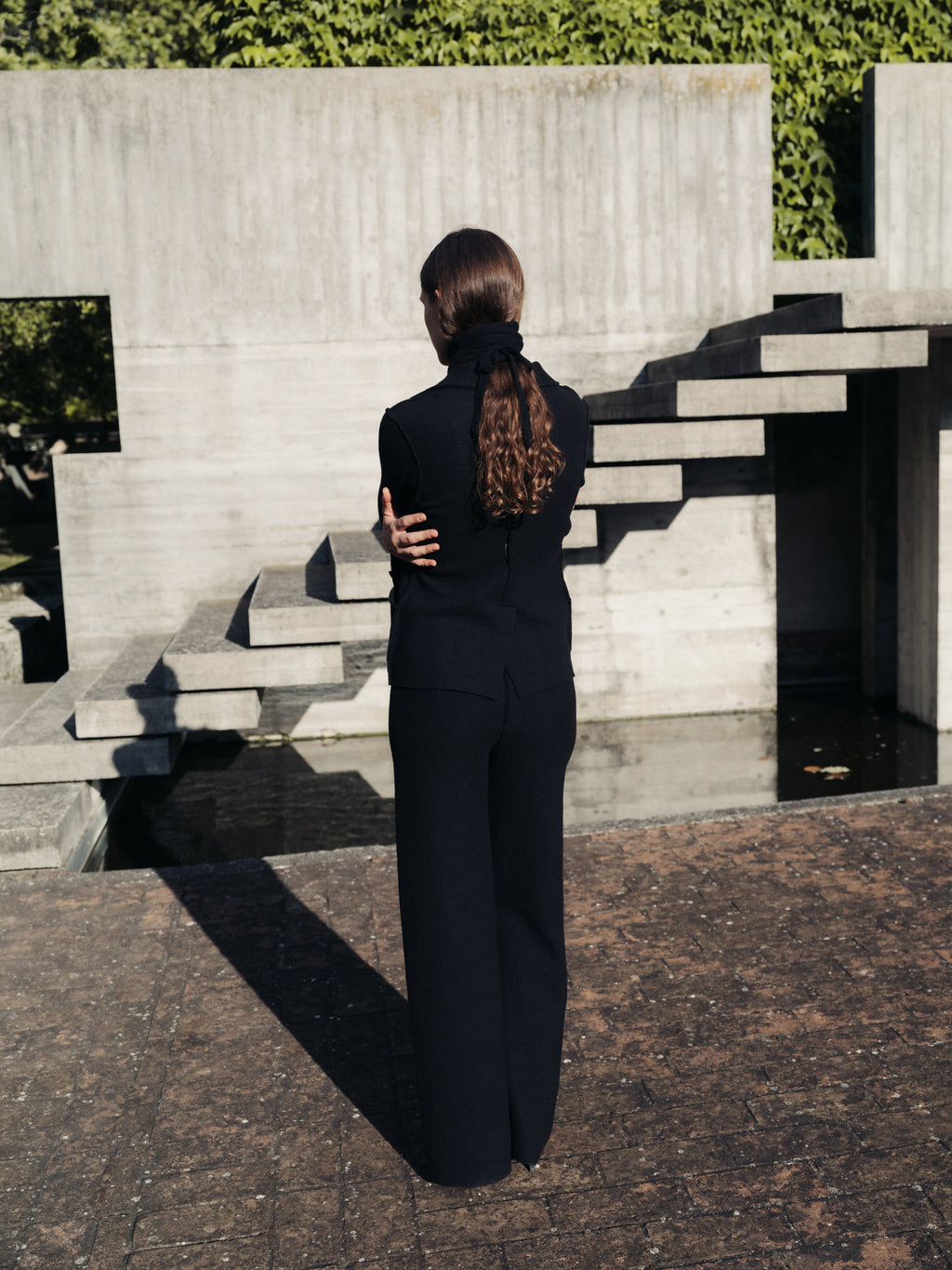 Boiled Wool Bootcut Trousers