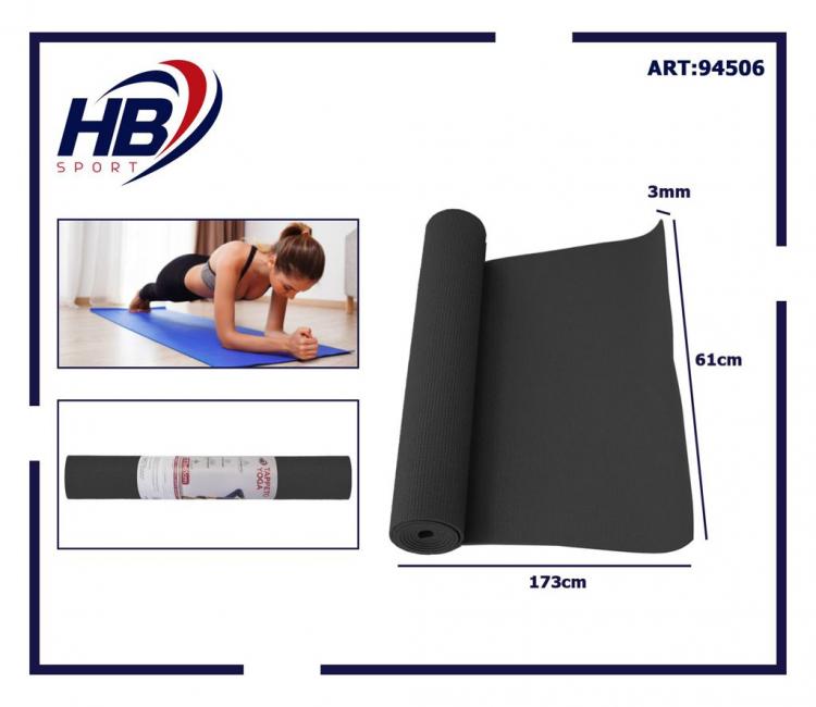 Tappetino Yoga Tappeto Aerobica Fitness Ginnastica Palestra Pilates 0.3Cm Nero