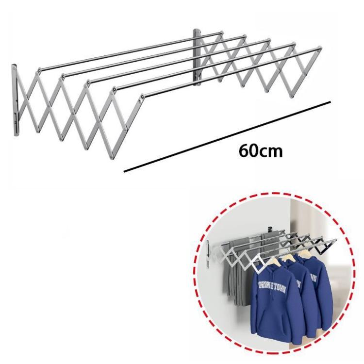 Stendibiancheria a Parete Estensibile Stendino Balcone Da Esterno o Bagno 60 cm