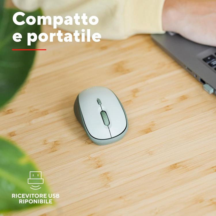 Trust Mouse Yvi+ Silent Wireless Compatto Ambidestro Ottico 1600 Dpi Eco Green