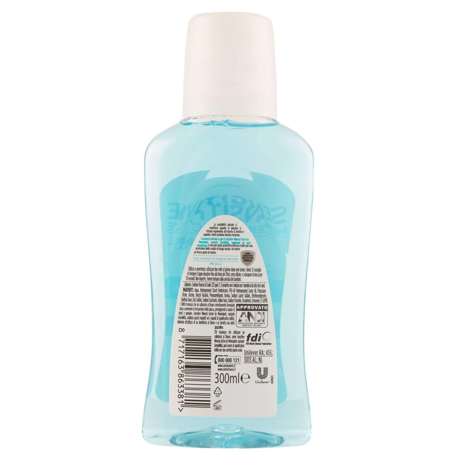 Mentadent Collutorio Sensitive Mineral Active Protezione Sensibilità Denti 300ml