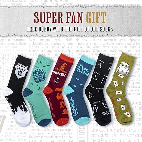 Paladone Harry Potter Calzini (6X Odd Socks) 3 Paia Calze 36-41 Unisex Gift Box