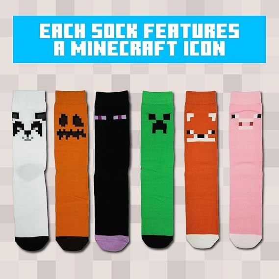 Paladone Minecraft Calzini (6X Odd Socks) 3Paia 36-41 Unisex Gift Box Confezione