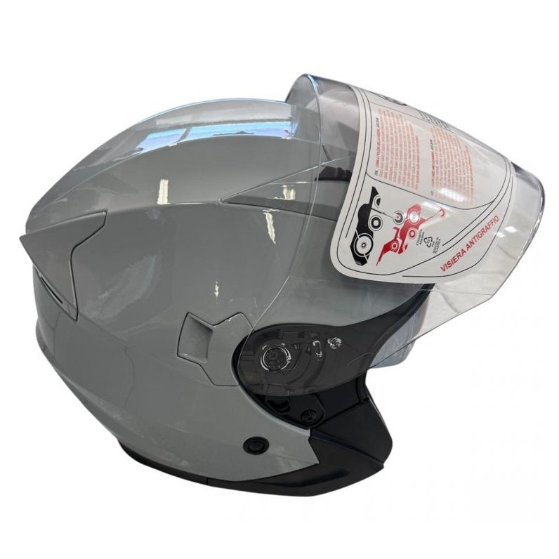 Casco Jet (Max) Moto Scooter Omologato Doppia Visiera Removibile Grigio Shine M