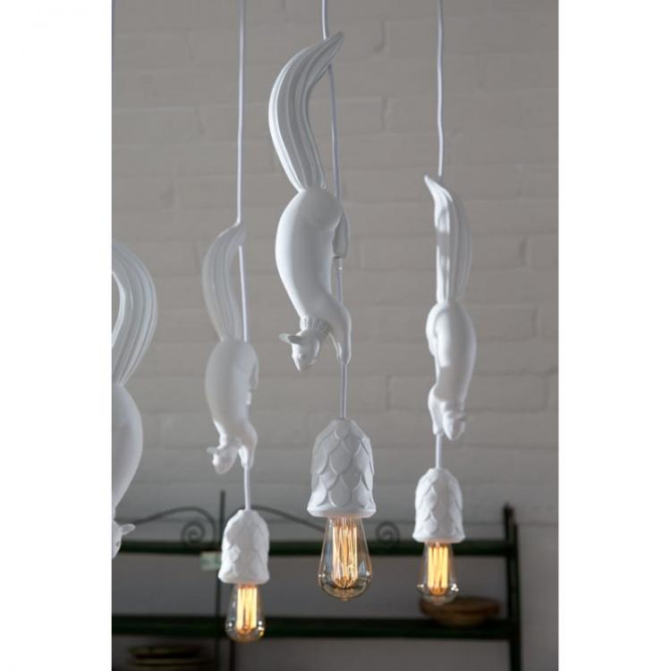Lampadario Scoiattolo Sospeso Bianco Led E27 Portalampada Moderno Camera Salotto