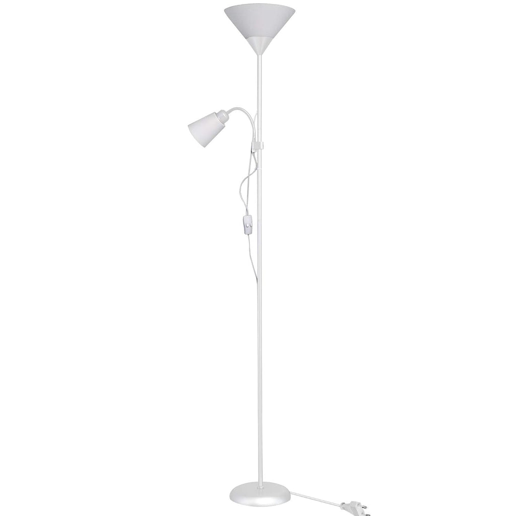 Lampada Piantana Led Da Terra 2 Luci E27 Braccio Flessibile Lettura Divano D23-B