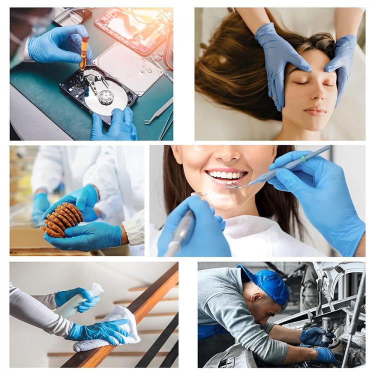 100 Guanti Monouso In Nitrile Blu Senza Polvere/Lattice Uso Medico E Alimenti S