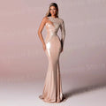 Charming Women'S Mermaid One Shoulder Evening Dresses Customized Robe De Soirée Prom Gowns Long Sleeve Party Vestidos Para Mujer