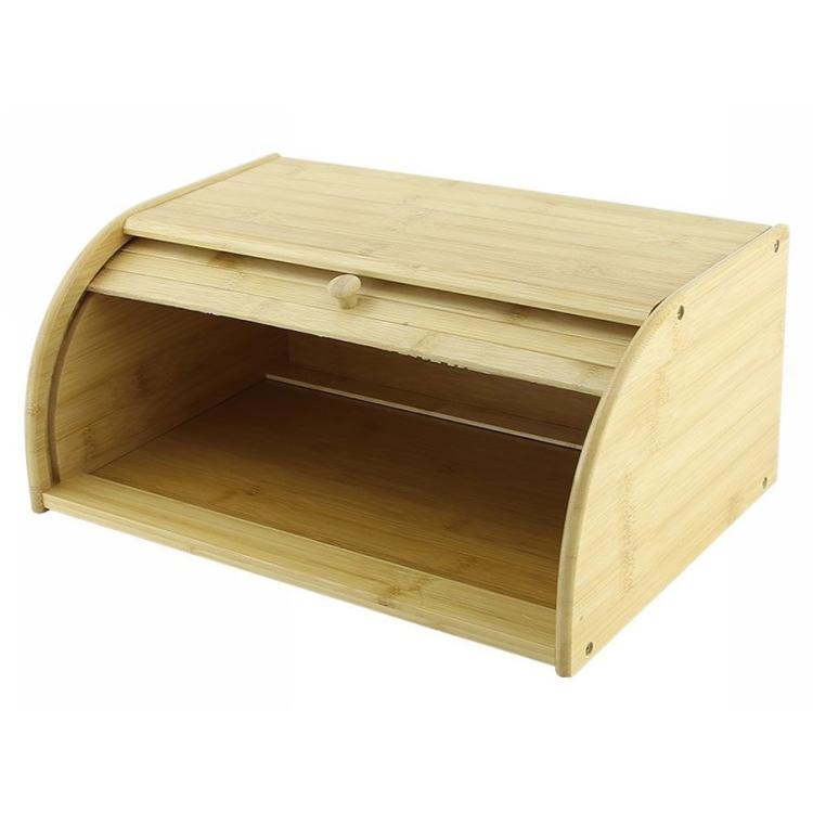 CASSETTA PORTAPANE LEGNO BAMBU CUCINA CONTENITORE PORTA PANE APERTURA SERRANDINA
