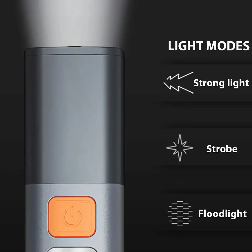 Strong Lighting ABS Flashlamp USB Charging Portable Outdoor EDC Torch Camping Hanging Flashlights Telescopic Focus COB Side Lamp