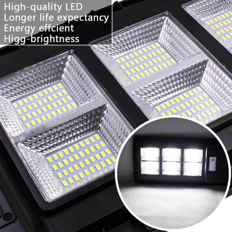 Lampione Stradale Faro Led 120W Pannello Solare Telecomando Sensore Crepuscolare